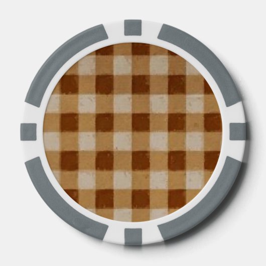 Retro Gingham Braun Pokerchips (Vorderseite)