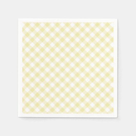Retro Gingham Butter Yellow Serviette (Vorderseite)