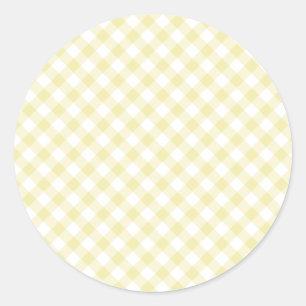 Retro-Gingham-Buttergelb Runder Aufkleber