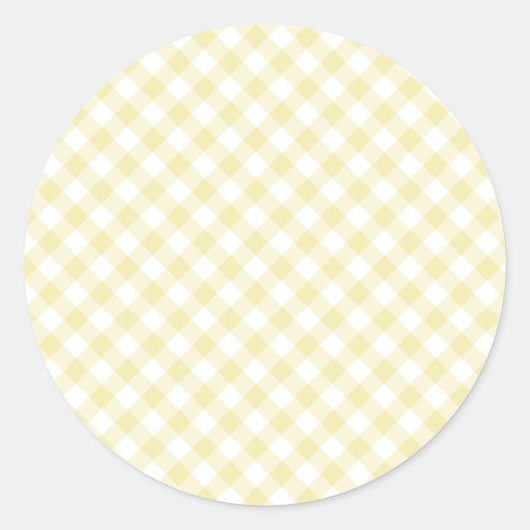 Retro-Gingham-Buttergelb Runder Aufkleber (Vorderseite)