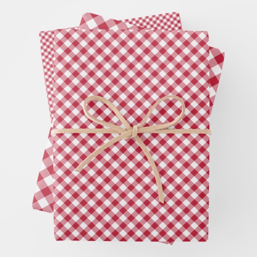 Retro Gingham Cherry Red Geschenkpapier Set (Beispiel)