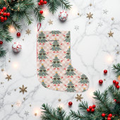 Retro Gingham Christmas Tree Personalisiert Kleiner Weihnachtsstrumpf