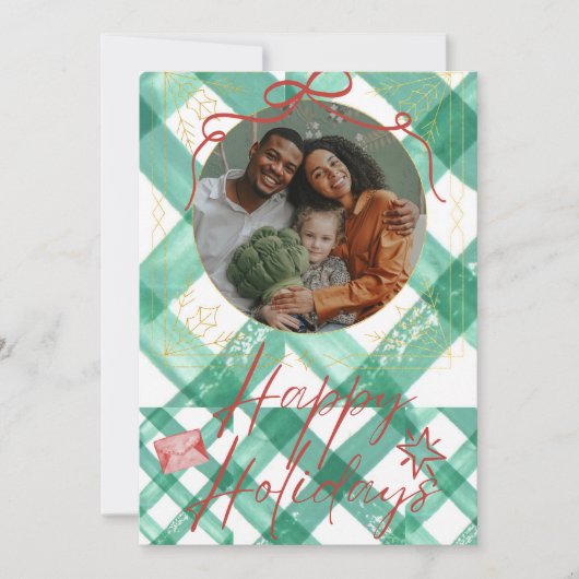 Retro-Gingham Feiertagskarte (Vorderseite)