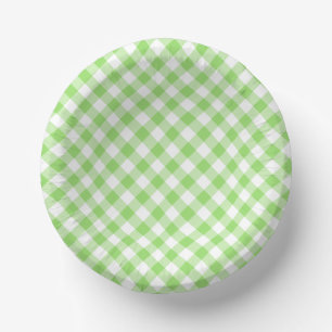 Retro-Gingham-Frühlingsgrün Pappteller
