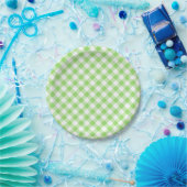 Retro-Gingham Frühlingsgrün Pappteller (Party)