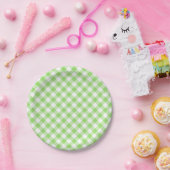 Retro-Gingham Frühlingsgrün Pappteller (Party)