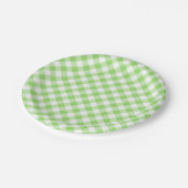 Retro-Gingham Frühlingsgrün Pappteller (Schrägansicht)