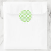 Retro-Gingham-Frühlingsgrün Runder Aufkleber (Tasche)