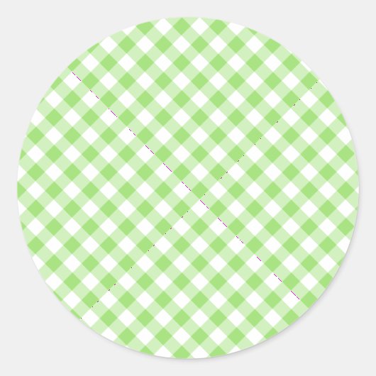 Retro-Gingham-Frühlingsgrün Runder Aufkleber (Vorderseite)