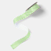Retro-Gingham-Frühlingsgrün Satinband (Rückseite)