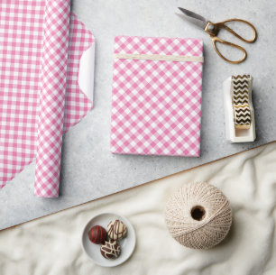 Retro-Gingham Fuchsia-Rosa Geschenkpapier