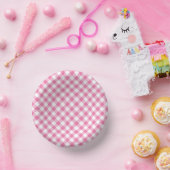 Retro-Gingham Fuchsia-Rosa Pappteller (Party)