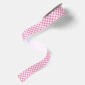 Retro-Gingham Fuchsia-Rosa Satinband (Rückseite)