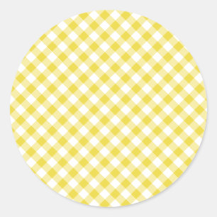 Retro-Gingham Gelbgold Runder Aufkleber