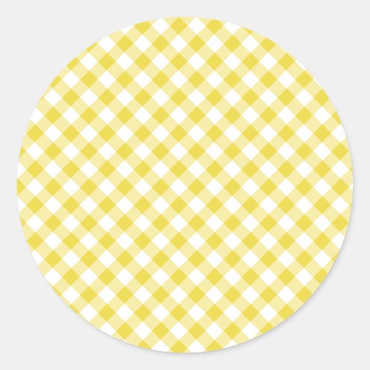 Retro-Gingham Gelbgold Runder Aufkleber (Vorderseite)