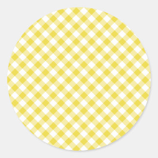 Retro-Gingham Golden-Gelb Runder Aufkleber