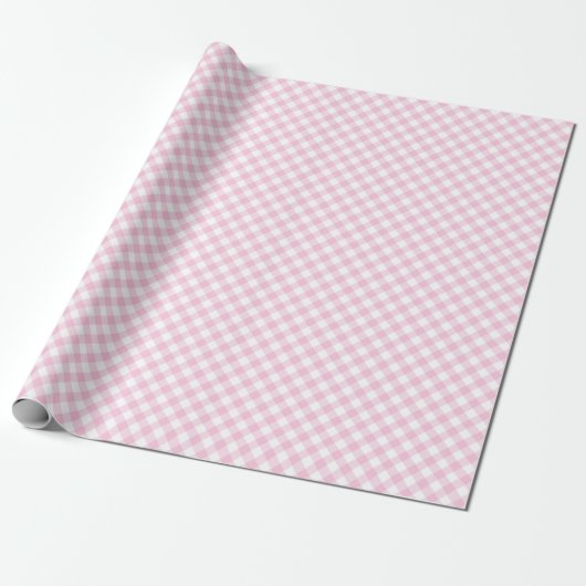 Retro-Gingham Hellrosa Geschenkpapier (Ungerollt)