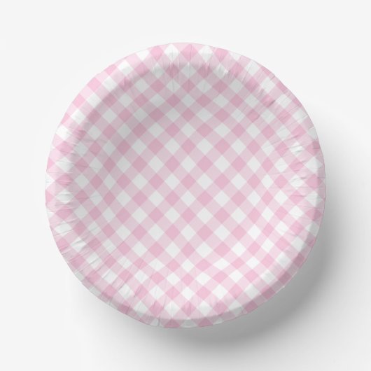 Retro-Gingham Hellrosa Pappteller (Vorderseite)