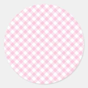 Retro-Gingham Hellrosa Runder Aufkleber