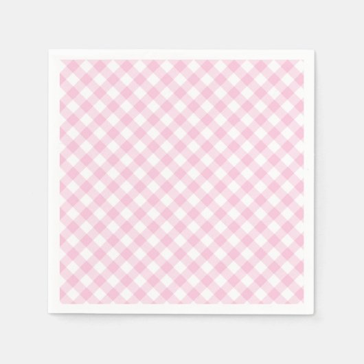 Retro-Gingham Hellrosa Serviette (Vorderseite)