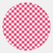 Retro-Gingham-Himbeere Runder Aufkleber (Vorderseite)