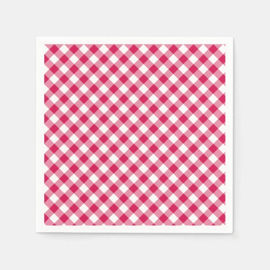 Retro-Gingham-Himbeere Serviette (Vorderseite)