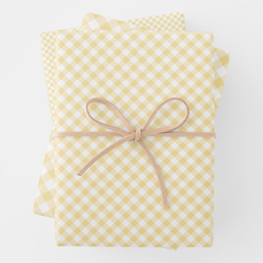 Retro-Gingham Kanariengelb Geschenkpapier Set (Beispiel)