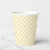 Retro-Gingham Kanariengelb Pappbecher (Rückseite)