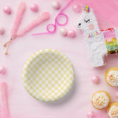 Retro-Gingham-Kanariengelb Pappteller (Party)