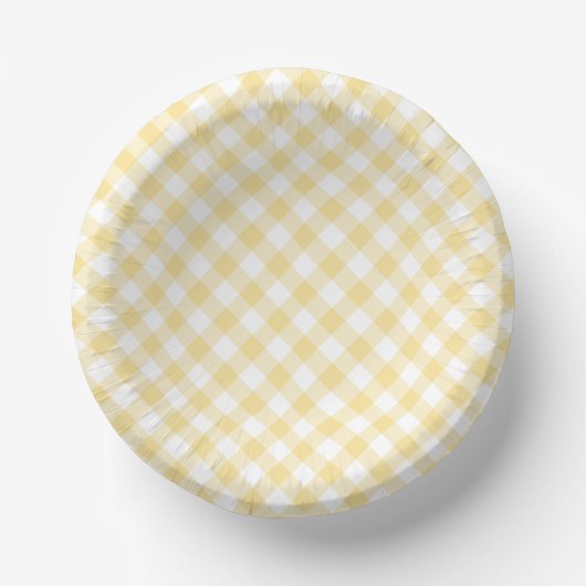 Retro-Gingham-Kanariengelb Pappteller (Vorderseite)