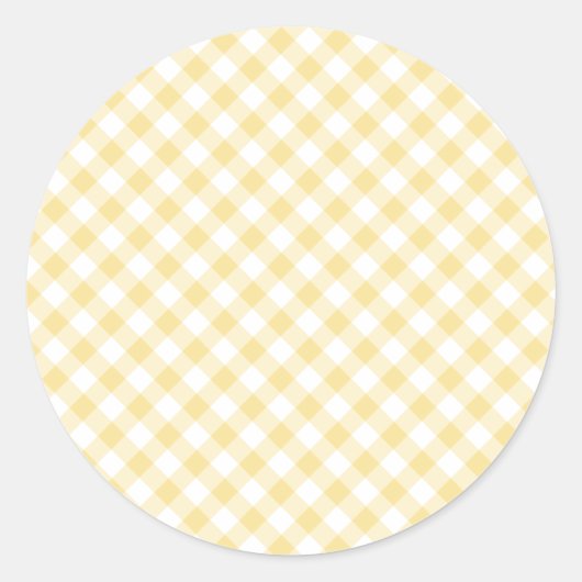 Retro-Gingham Kanariengelb Runder Aufkleber (Vorderseite)