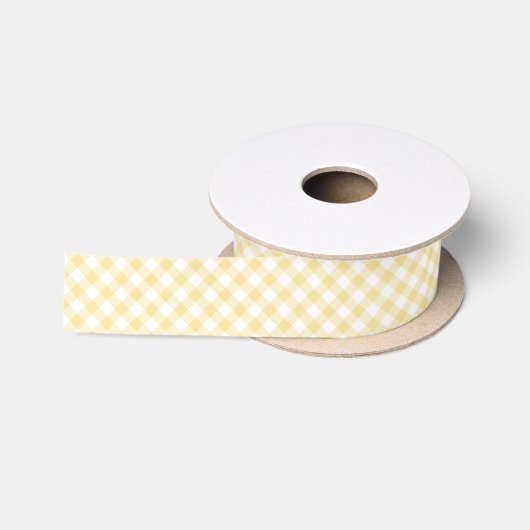 Retro-Gingham Kanariengelb Satinband (Spule)