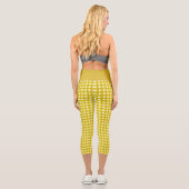 Retro Gingham Kariert in Mustard Yellow  Capri Leggings (Rückseite)