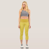 Retro Gingham Kariert in Mustard Yellow  Capri Leggings (Vorderseite)