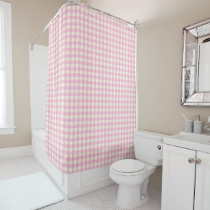 Retro Gingham Kariert in Pastel Pink Duschvorhang