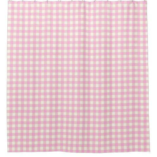 Retro Gingham Kariert in Pastellrosa Duschvorhang (Vorderseite)