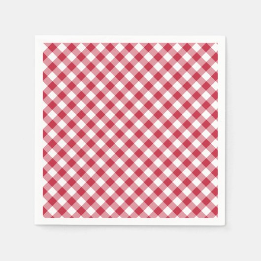 Retro-Gingham Kirschrot Serviette (Vorderseite)