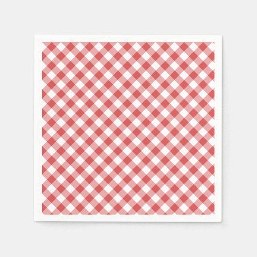 Retro-Gingham Korallenrot Serviette (Vorderseite)
