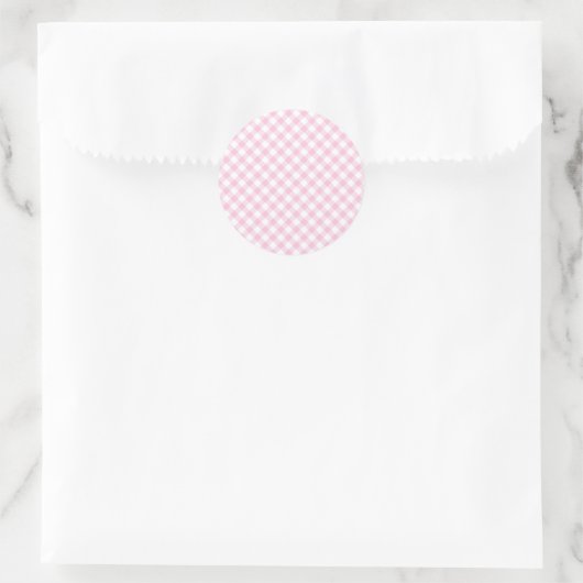 Retro Gingham Light Pink Runder Aufkleber (Tasche)
