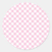 Retro Gingham Light Pink Runder Aufkleber (Vorderseite)