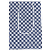 Retro Gingham Navy Blue Mittlere Geschenktüte (Rückseite)