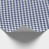 Retro-Gingham Navyblau Geschenkpapier (Ecke)