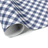 Retro-Gingham Navyblau Geschenkpapier (Rolleneckpunkt)