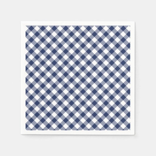Retro-Gingham Navyblau Serviette (Vorderseite)