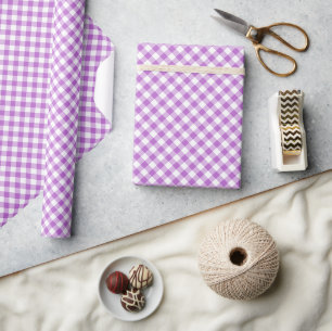Retro-Gingham-Orchidee Lila Geschenkpapier