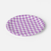 Retro-Gingham-Orchidee Lila Pappteller (Schrägansicht)