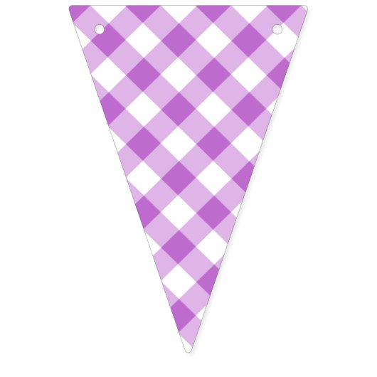 Retro-Gingham-Orchidee Lila Wimpelkette (Erste Fahne)