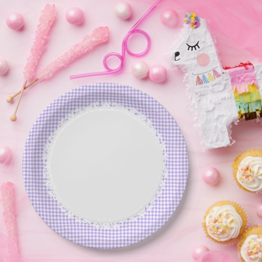 Retro-Gingham_Picnic_Blueberry_Check_Stylish_Decor Pappteller (Party)