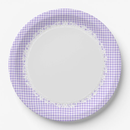 Retro-Gingham_Picnic_Blueberry_Check_Stylish_Decor Pappteller (Vorderseite)