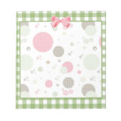 Retro Gingham Polka Dots and Daisies Notizblock (Vorderseite)